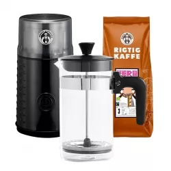 House of Barista Kaffemølle Inkl. Stempelkande 1L & 400g Kaffe