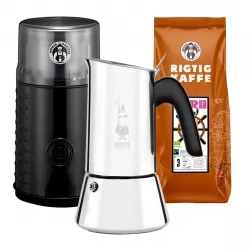 Bialetti Venus Elegance 6 Kop. Espressokande Inkl. Kaffemølle & 400g Rigtig Kaffe