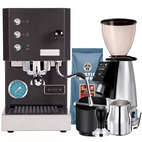 Profitec GO Mat Sort Espressomaskine Model 2025 Inkl. Macap M2E Espressokværn, Baristaudstyr & Kaffe
