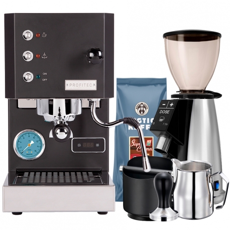 Profitec GO Matt Svart Modell 2025 Inkl. Macap M2E Espressokvarn, Baristautrustning & Kaffe