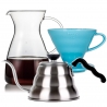 Hario Filterbryggning Set Inkl. V60-02 Dripper 2 Koppar, Glaskanna 0,4 L & Vattenkokare