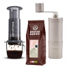 AeroPress Rejsebrygger Inkl. Rhinowares Kaffekværn & 400g Rigtig Kaffe Organic Peru