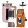 La Cafetière Pisa 8 Koppar Kaffepress Pink Inkl. Kaffekvarn, Mjölkskummare & Kaffe