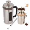 La Cafetière Pisa 8-kop Presskanna Rostfritt Stål, Kaffekvarn och Mjölkskummare