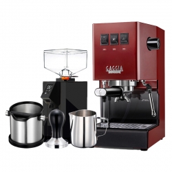Gaggia Classic E24 Rød Espressomaskine Inkl. Eureka Mignon Perfetto & Baristaudstyr