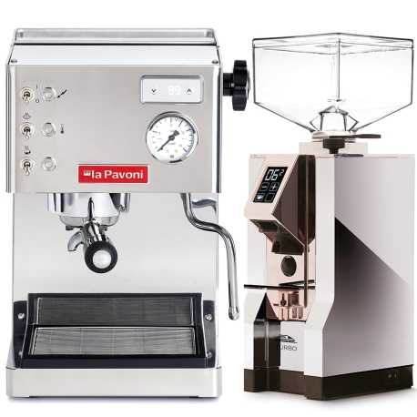 La Pavoni Casa Bar PID Stål LPMCBS02EU Espressomaskine Inkl. Eureka Mignon Turbo Chrome Espressokværn