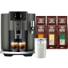 Jura E8 (EC) Dark Inox Espressomaskine Inkl. Mælkebeholder & 6x400g Rigtig Kaffe DK sprog